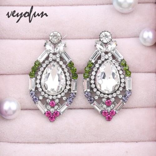 Veyofun Luxury Stud Crystal Earrings for Women Party Fashion Jewelry New