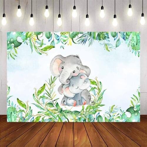 Elephant backdrop safari jungle theme birthday party decoration custom background gender reveal baby shower theme party