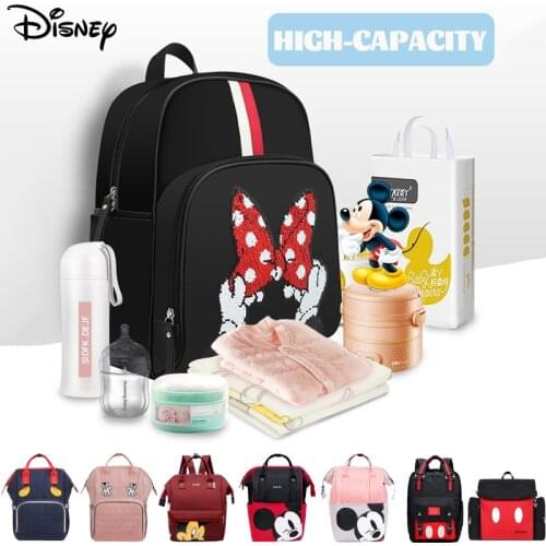 Disney Mummy Bag Baby Large-capacity Diaper Bag Mickey Mouse Change Color Change Face Nappy Backpack For Moms Travel Handbag
