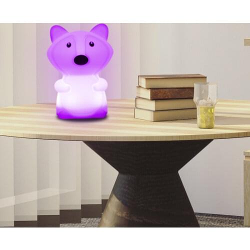 Fox LED Night Light Touch Sensor 9 Colors Cartoon Silicone Desk Lamp Battery Powered Bedroom Bedside Lamp for Children Baby Gift