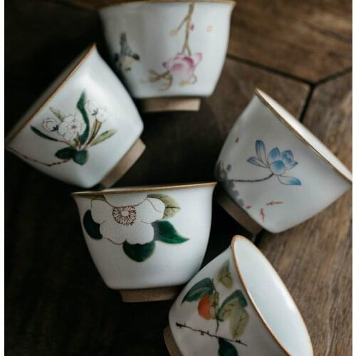 Traditional Chinese Retro Hand-painted on-glazed Porcelain Teacup 70 To 110ml China Ceramic Tea Cups