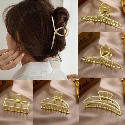 Fashion Barrettes Matte Metal Hair Claws Womens Korean Metal Geometric Crab Ponytail Clip Claws Hair Accessories Gift