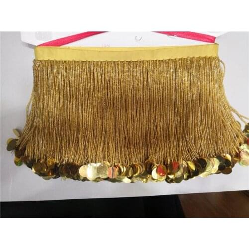 Gold JRB-5.0607 super quality beaded Fringe Ribbon Trim Fringe Tassel Lace Trim for dress decoration