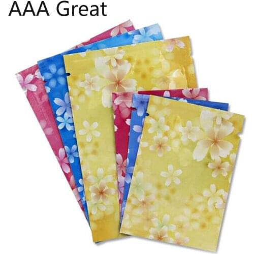 100Pcs/Lot Open Top Flower Printed Pure Aluminum Foil Bag Food Snack Coffee Heat Vacuum Seal Packaging Pouches Flat Storage Bags