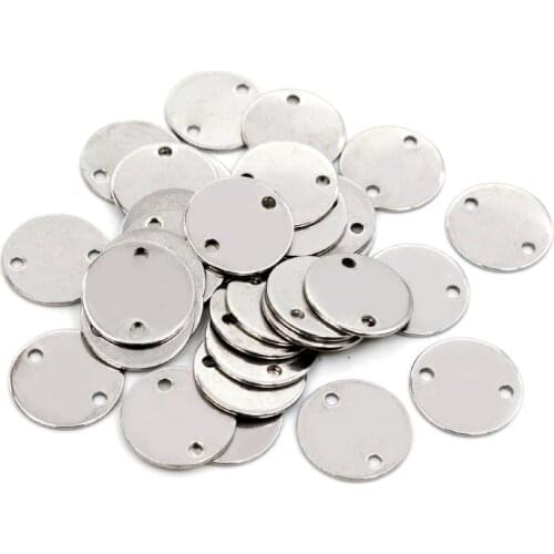 15pc/lot 12mm 15mm No Fade Charms 316 Stainless Steel Round Charms for necklace pendant charms diy jewelry making