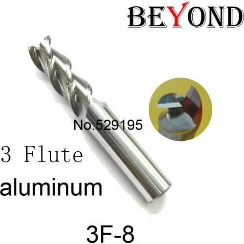3f-8.0,hrc50,carbide Square Flatted End Mill,3flute Milling Cutter For Aluminum Endmill Tools Carbide Cnc End Mill Router Bits