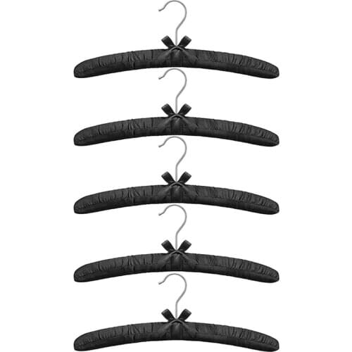 5 Pieces Of WomenS Satin Padded Hangers, Non-Slip Thick Foam Black Hangers, Suitable for Coats, Shirts, Sweaters