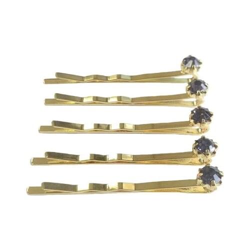 5 pcs Golden Color With Rhinestone Hair Clips Wave Flat U Shape Hairpins Women Girls Hairgrip Wave Barrettes