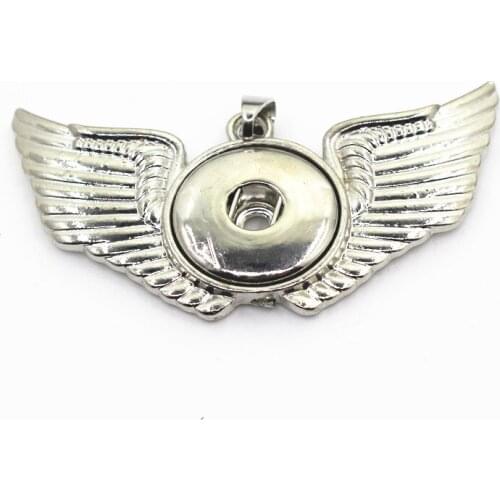 6pcs/lot Snap Necklace pendant double wing snap pendants charms Diy snaps jewelry pendant for 18mm Snap Buttons