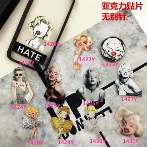 Acrylic Badge Marilyn Monroe costumes BadgeAccessory for Scarf Pin Up Elegant lady Collar Punk XZ07