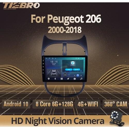 Car Radio 2 Din Android 10.0 Car Multimedia Player For Peugeot 206 2000-2018 GPS Autoradio Bluetooth Vedio DSP Stereo Receiver