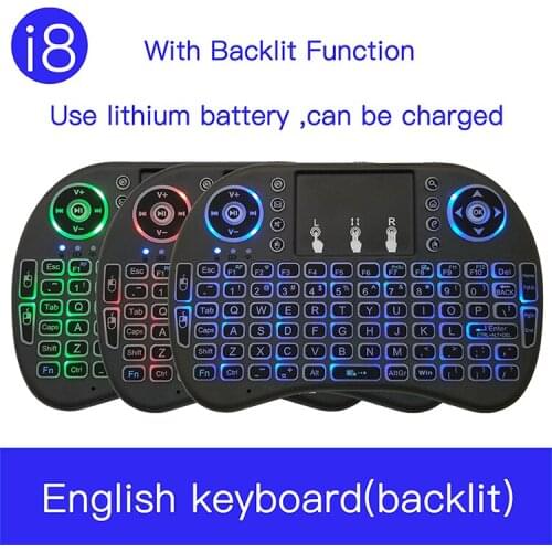 Mini8 Wireless Keyboard 2.4ghz American English 7color Backlit Air Mouse with Touchpad Remote Control Android TV Box