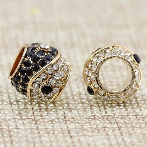 2 color Eight Diagrams Bead Charms women With Full Crystal clear CZ Fit DIY pan beads for Bracelets & Bangles DIY Jewelry