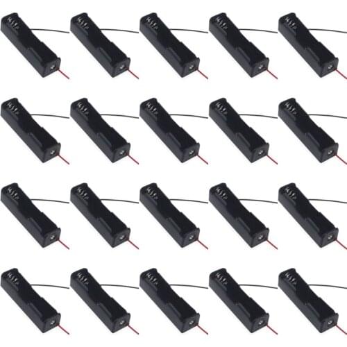 HX6A 18650 Button Top Single Battery Pack of 18650 Battery Case Holder Storage Box with Wire Leads