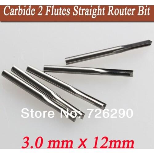 5pcs 3.175*3.0*12mm 2 Flutes Straight Router Bits Milling Cutter Wood Wooden Tools