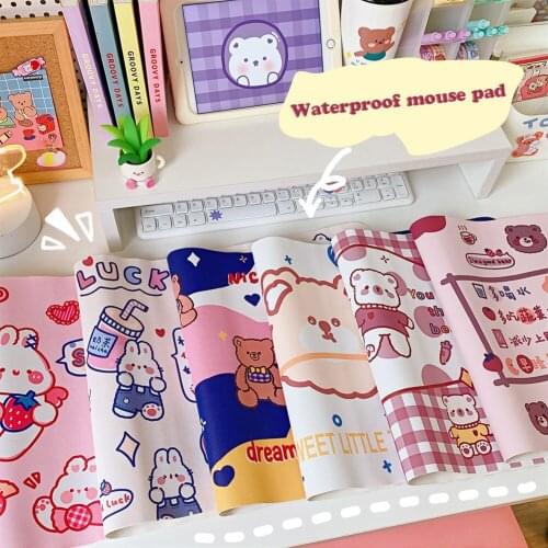 Kawaii Bear Rabbit Keyboard Game Pad Students Writing Pad Large Cartoon Mouse Pad Waterproof Desktop Oil-proof Non-slip Desk Mat