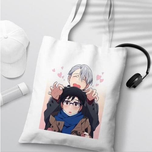 Kawaii Shopping Bag Yuri On Ice BL Yaoi Tote Bag Anime Manga Shopper Handbags Shoulder Bags Handbag Women Elegant Canvas Bag