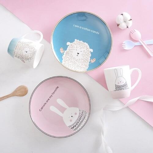 Nordic Cartoon Ins Ceramic Cutlery Plate Childrens Plate Steak Plate Breakfast Plate Dessert Cute Western Plate
