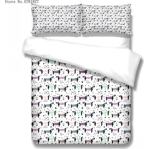 3D Print Sausage Dog Bedding Set 2/3 Pieces Pet Dog Animals Duvet Cover Set Single Queen King Bed Quilt Cover Home Bedspread