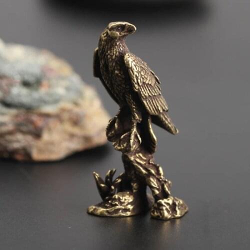 Creative Vintage Copper Eagle Antique Decoration Ornament Metal Bird Figurines Home Office Desk Animal Decor Crafts 18X16X38mm