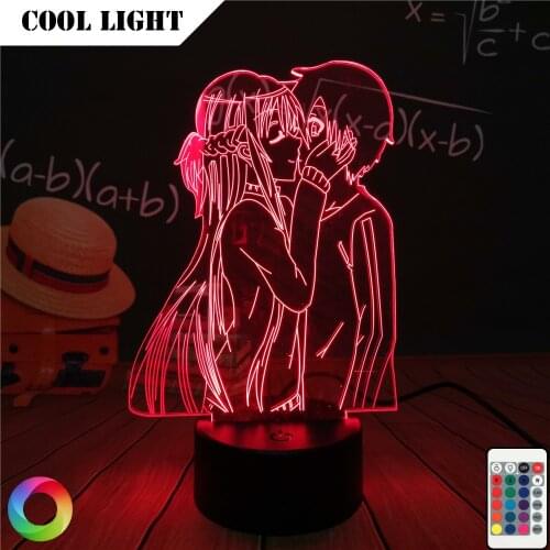 Sword Art Online Anime Cool Led Night Light Lamps for Bedroom Decor Night Light SAO Kirigaya Kazuto Table Lamp Yuuki Asuna Gift