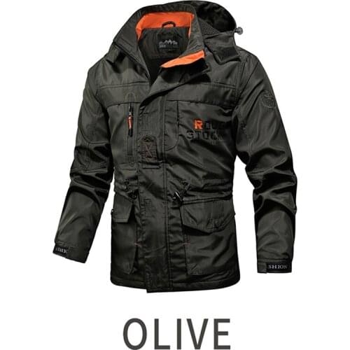 Hiking Jackets Men Windbreaker Tactical Jackets Flight Pilot Hood Military Field Jacket Breathable Wearable Soft Clothes