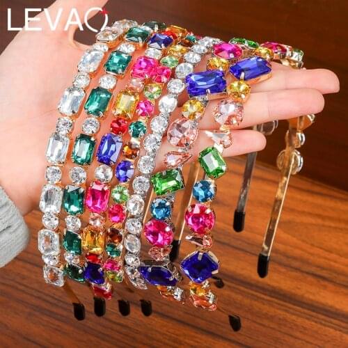 Levao Colorful Rhinestone Hairband Baroque Headband Women Girls Hair Acessories Fahsion Head Bezels Spring Head Hoops