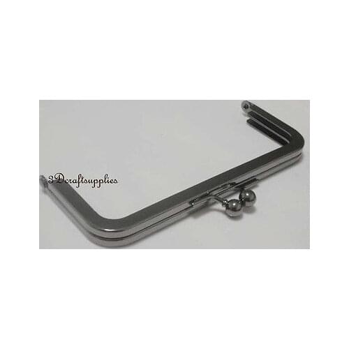 Metal purse frame glue on clasp clip gunmetal 8 inch X 3 inch Y5