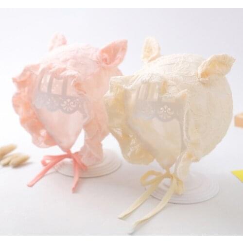 Newborn Baby Princess Cute Lace Sun Hat Toddler Photography Props Infant Girl Breathable Cotton Beanie Bonnet Cap