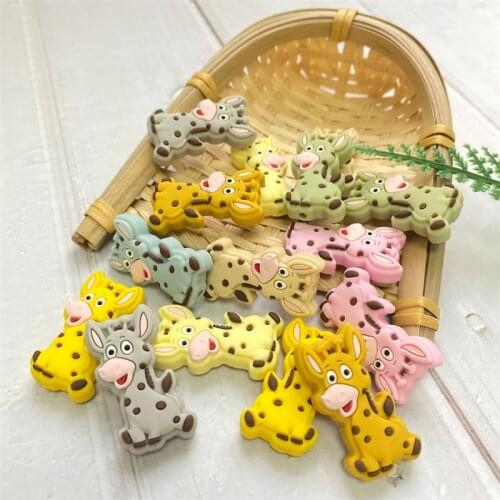 50/100pcs Cartoon Mini Giraffe Silicone Beads Baby Dummy Cartoon Pacifier Toy Accessories
