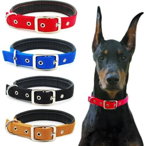 Nylon Pet Dog Collar Leash for Large Dogs Pet Padded Reflective Adjustable Outdoor Comfortable Necklace Pitbull Collier Chien