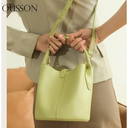 OUSSON 2021 New Design Leather Large Capacity Bucket Bag Fashion Messenger Bag Multifunctional Shoulder Bag For Women