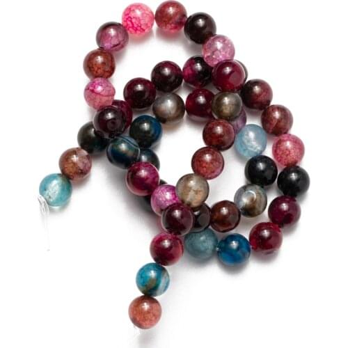 Wholesale Natural Stone Tourmaline Agates Beads Round Loose Beads 4 6 8 10 12mm DIY Making Bracelet Necklace Jewelry