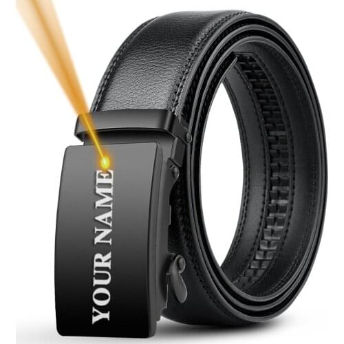 3.0 3.5cm Belts Men Black Automatic Buckle Belt Engraving Name & LOGO Waist Strap Personalized Gift for Men Fathers Day Husband