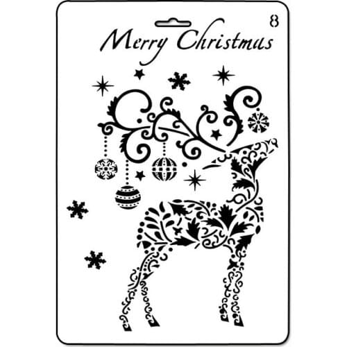 Christmas Moose Decor Layering Stencils For Wall Stencil Reusable Scrapbooking Stencils Embossing Paper Card Christmas Stencils