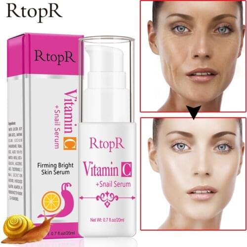 RtopR VitaminC Snail Serum Rejuvenation Anti Wrinkle Firming Bright Skin Serum Face Ance Treatment Snail Collagen Repair Serum