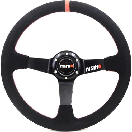 14inch 350mm Deep Red Stitching Suede Leather Car Racing Race Nismo Sport Drift Steering Wheel