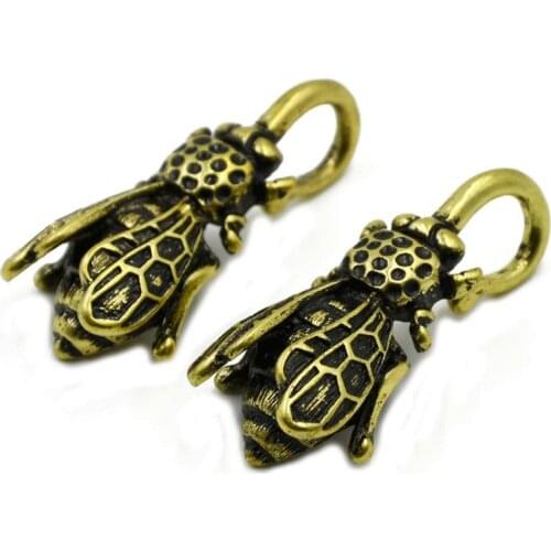 Showlove-2Pc Brass Bee Ear Weights in Tribal Antique hoop earring Body Piercing Jewelry