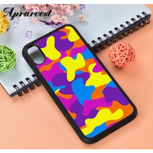Aprarvest Colorful Camouflage Pattern Silicone Rubber Phone Case Cover For iPhone 6 6S 7 8 PLUS X XS XR 11 12 MINI PRO MAX