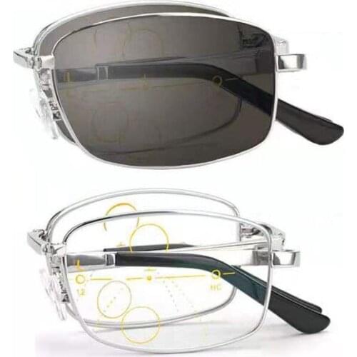 Foldable Transition Progressive Photochromic Reading Glasses Men Folding Multifocal Hyperopia Eyewear Pocket Presbyopia Glasses