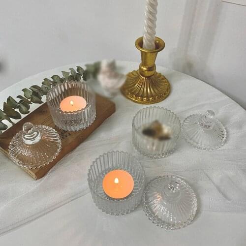 Glass Candle Holder for Romantic Candle Holders Modern Candle Stand Clear Glass Flower Vase Decorative Candy Holder