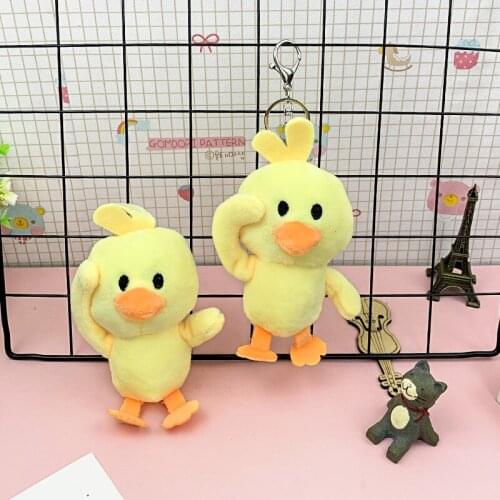 Stylish Exquisite cute Little yellow beckoning duck net red keychain plush pendant doll backpack pendant catch machine doll