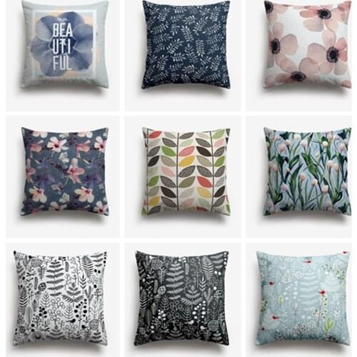 Sweetenlife Creative Leaves Cushion Cover 45x45cm&50x50cm Seat Cushion Multicolor White Linen Throw Pillow Case Drop Shipping