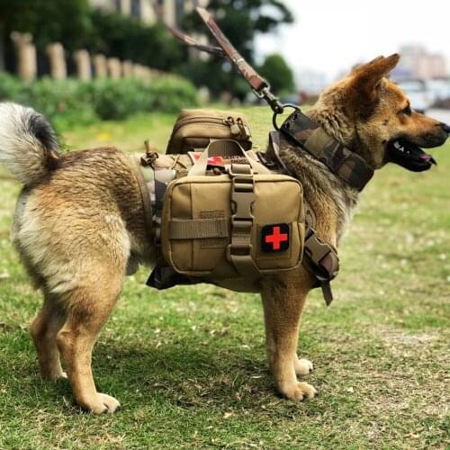 Service Tactical Dog Vest, Army Camouflage USA Personalized Dog Harness, Hunting Camouflage K9 Tactical Dog Collar