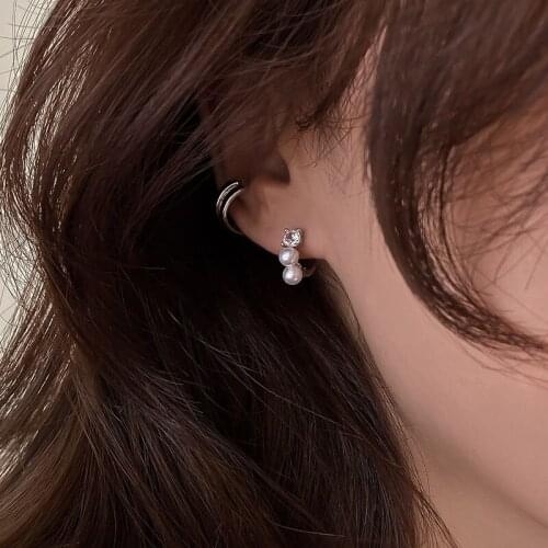 High Quality Zircon Pearl Earrings For Women Small Elegant Charms Gold Silver Color Ear Jewelry Ladies Gift