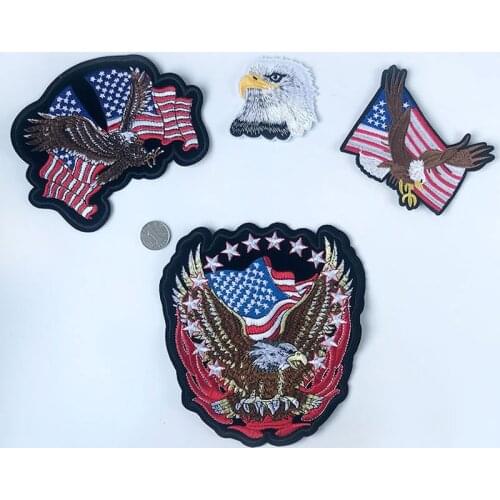 Iron on Patches USA Flag Embroidered Appliques Thermo Stickers DIY Sewing Supplies America Eagles Embroidery Badges Patch