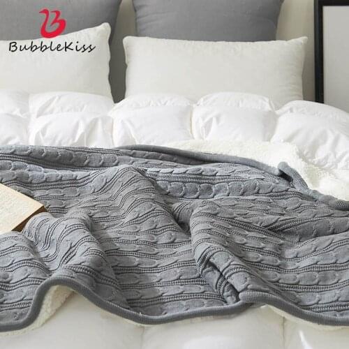 Bubble Kiss Winter Warm Blanket Solid Color Knitted Wool Blanket Home Textile Sofa/Bed/ Travel Blanket Soft Siesta Cover Blanket