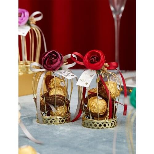 20Pcs Golden Crown Candy Box DIY With Flower Tinplate Gift Bags Chocolate Boxes Baby Shower Packaging Gift Box Wedding Supplies