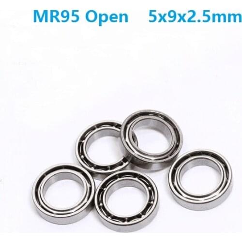 50pcs/lot MR95 Open Type 5x9x2.5 mm deep groove Ball Bearing Miniature 5*9*2.5mm