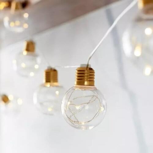 50LED Golden Cap Copper Wire Spiral Ball Bulb 10PCS 4M PVC Fairy Light for Christmas Garland Street Wedding Decor Decoration